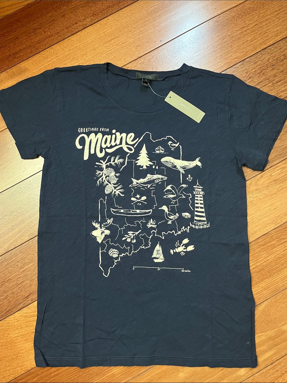 NWT J. Crew Maine Summer Map Graphic Tee